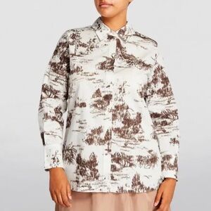 Women's Brown and Cream Printed Top